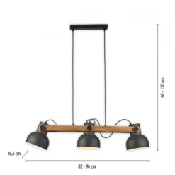 JUST LIGHT 15743-18 CUP 2.0 Pendelleuchte 3-flammig schwarz Holz E27