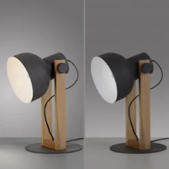 JUST LIGHT 15746-18 CUP 2.0 Tischleuchte schwarz Holz E27