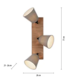 JUST LIGHT 11582-79 Deckenleuchte Green Michel 3-flammig Eiche Stoffschirme Grau