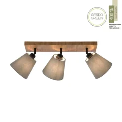 JUST LIGHT 11582-79 Deckenleuchte Green Michel 3-flammig Eiche Stoffschirme Grau