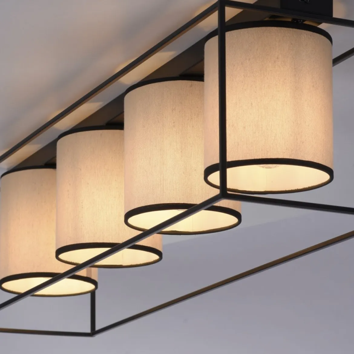 JUST LIGHT 15304-18 Deckenleuchte RAVEN 4-flammig schwarz Stoffschirme