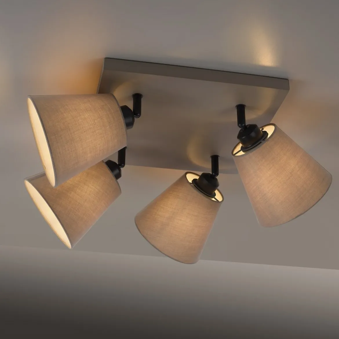 JUST LIGHT 11903-29 Deckenleuchte Riala 4-flammig E27 Schwarz Taupe