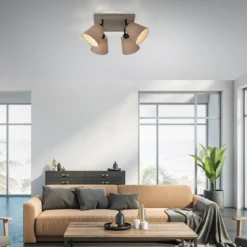 JUST LIGHT 11903-29 Deckenleuchte Riala 4-flammig E27 Schwarz Taupe