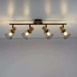 JUST LIGHT 15194-79 Deckenleuchte TAMIS 4-flammig schwarz Holz