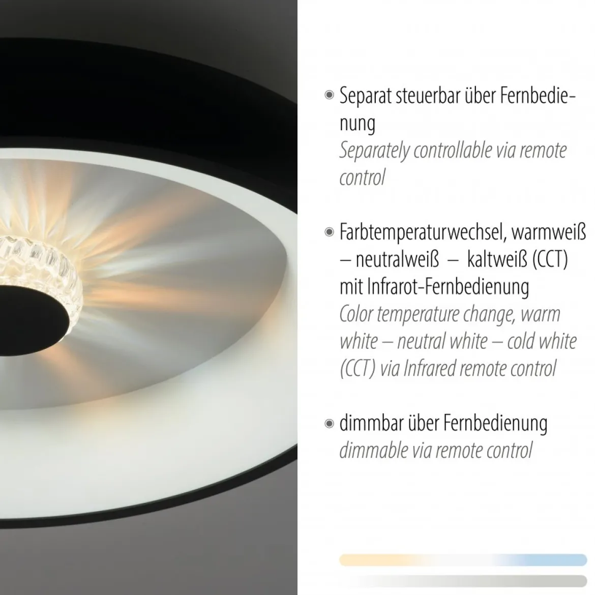 JUST LIGHT 14384-18 Deckenleuchte Vertigo schwarz CCT Kristalleffekt 47cm