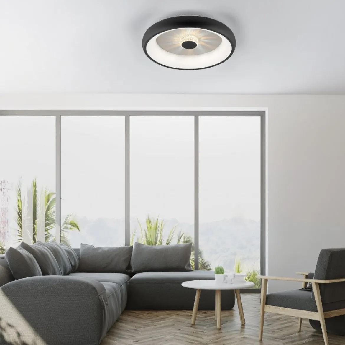 JUST LIGHT 14384-18 Deckenleuchte Vertigo schwarz CCT Kristalleffekt 47cm