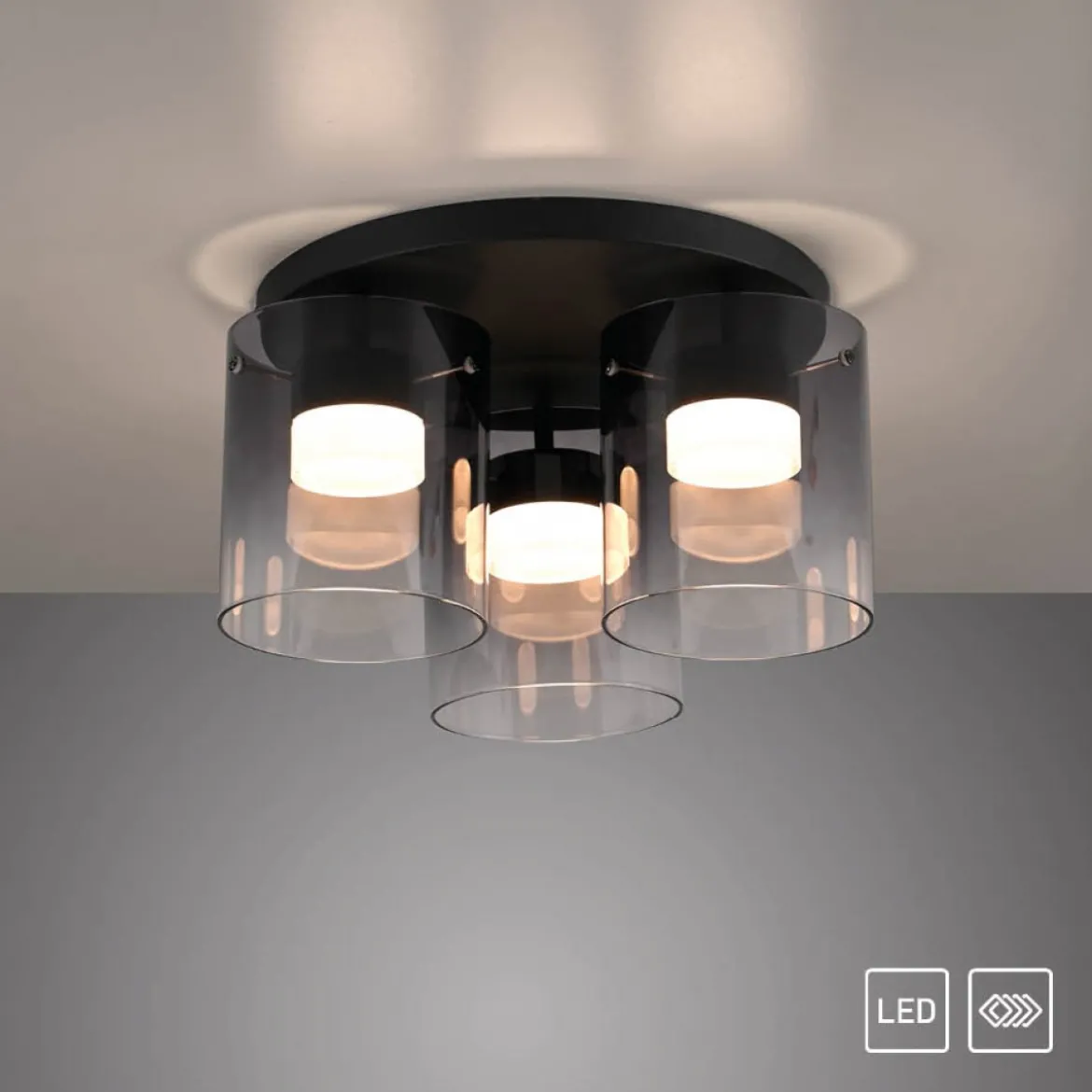 JUST LIGHT 14041-18 ELIO Deckenleuchte 3-flammig schwarz 3000K