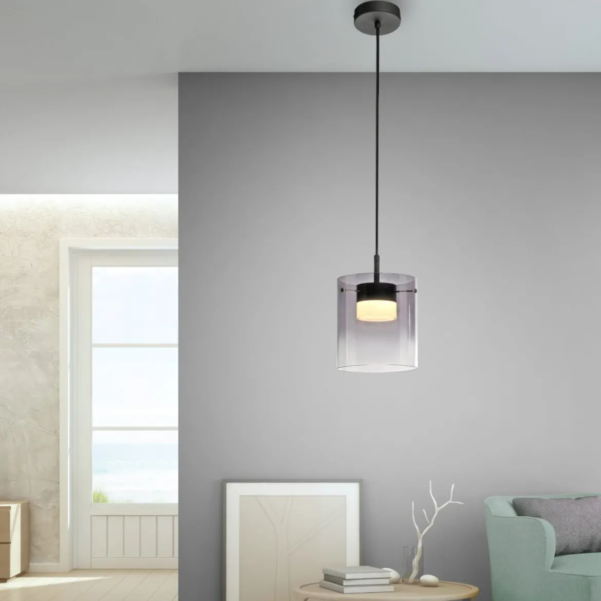 JUST LIGHT 14042-18 ELIO Pendelleuchte 1-flammig schwarz 3000K