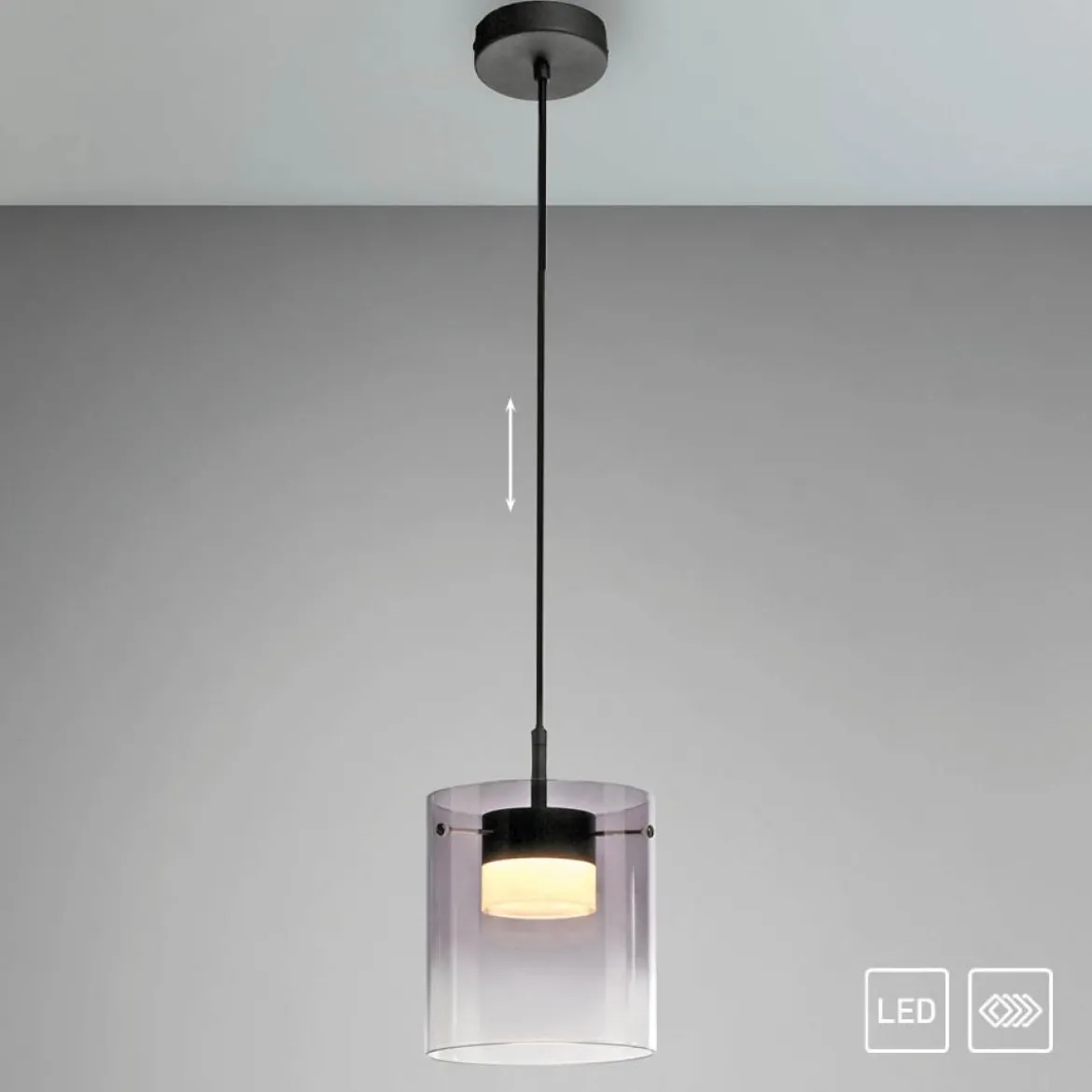 JUST LIGHT 14042-18 ELIO Pendelleuchte 1-flammig schwarz 3000K