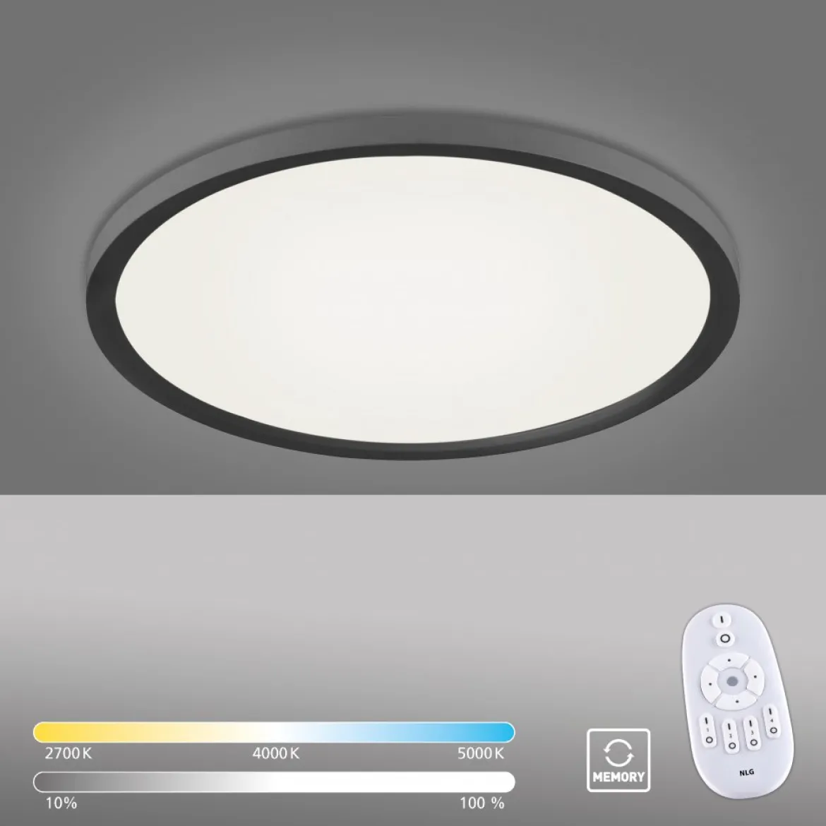 JUST LIGHT 15571-18 FLAT LED Deckenleuchte schwarz 40cm CCT