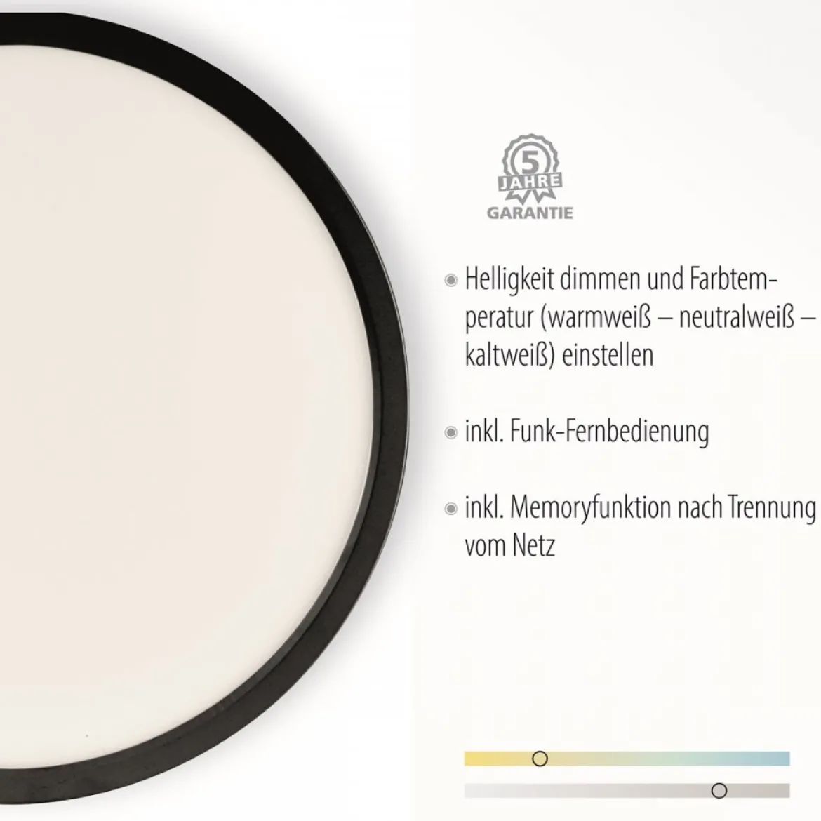 JUST LIGHT 15571-18 FLAT LED Deckenleuchte schwarz 40cm CCT