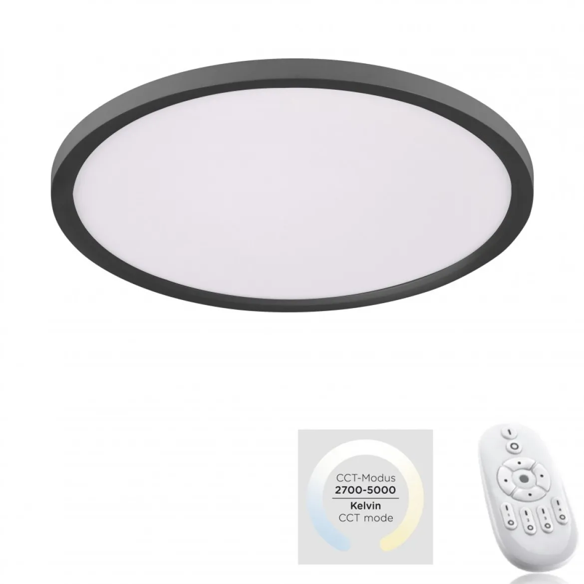 JUST LIGHT 15571-18 FLAT LED Deckenleuchte schwarz 40cm CCT