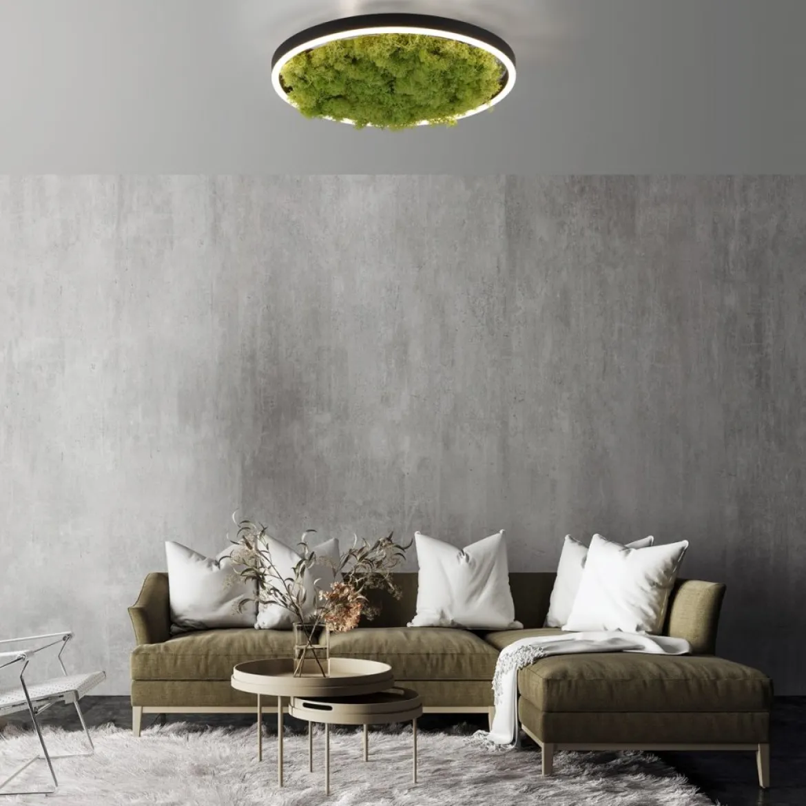 JUST LIGHT 15391-66 GREEN RITUS LED Deckenleuchte Moos 40cm