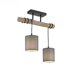 JUST LIGHT 15782-29 GREEN TRIBU Pendelleuchte taupe Stoffschirm 2-flammig