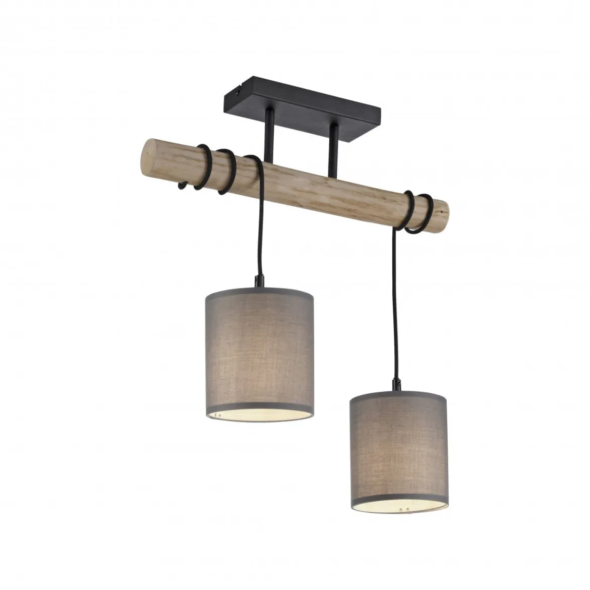 JUST LIGHT 15782-29 GREEN TRIBU Pendelleuchte taupe Stoffschirm 2-flammig