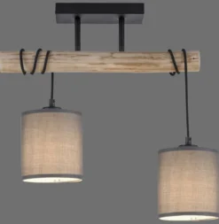 JUST LIGHT 15782-29 GREEN TRIBU Pendelleuchte taupe Stoffschirm 2-flammig
