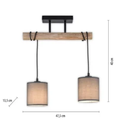 JUST LIGHT 15782-29 GREEN TRIBU Pendelleuchte taupe Stoffschirm 2-flammig