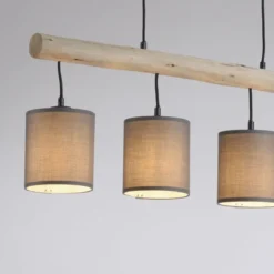 JUST LIGHT 15783-29 GREEN TRIBU Pendelleuchte taupe Stoffschirm 4-flammig