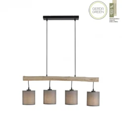 JUST LIGHT 15783-29 GREEN TRIBU Pendelleuchte taupe Stoffschirm 4-flammig