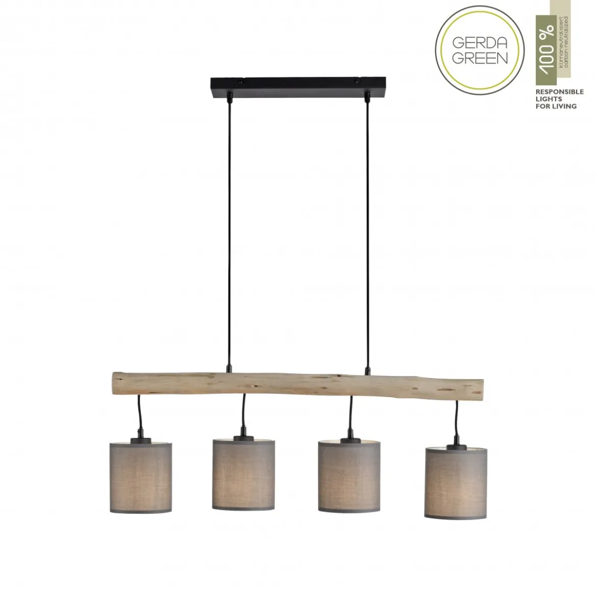 JUST LIGHT 15783-29 GREEN TRIBU Pendelleuchte taupe Stoffschirm 4-flammig
