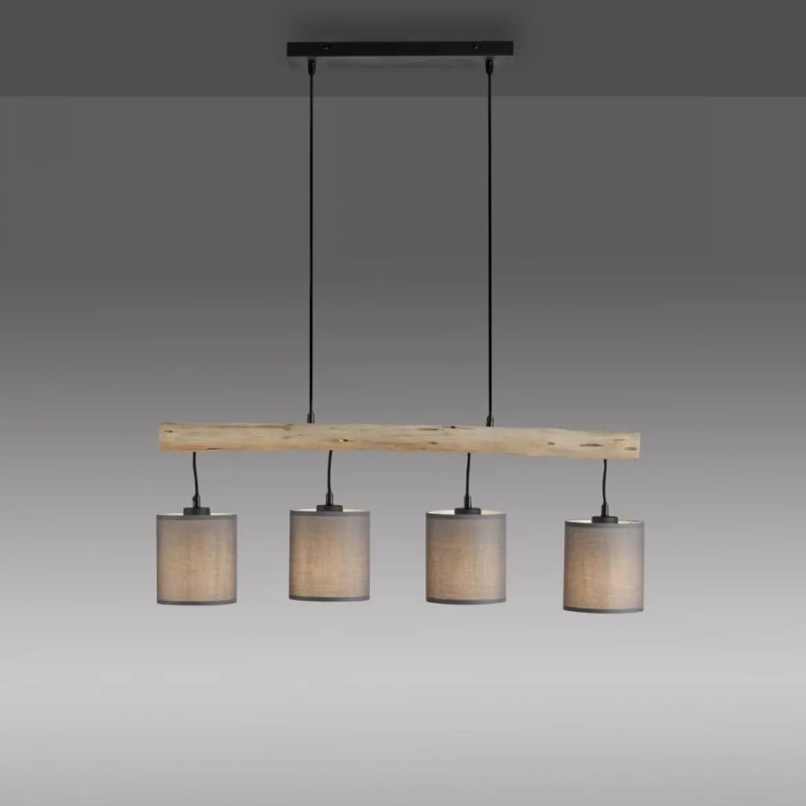 JUST LIGHT 15783-29 GREEN TRIBU Pendelleuchte taupe Stoffschirm 4-flammig