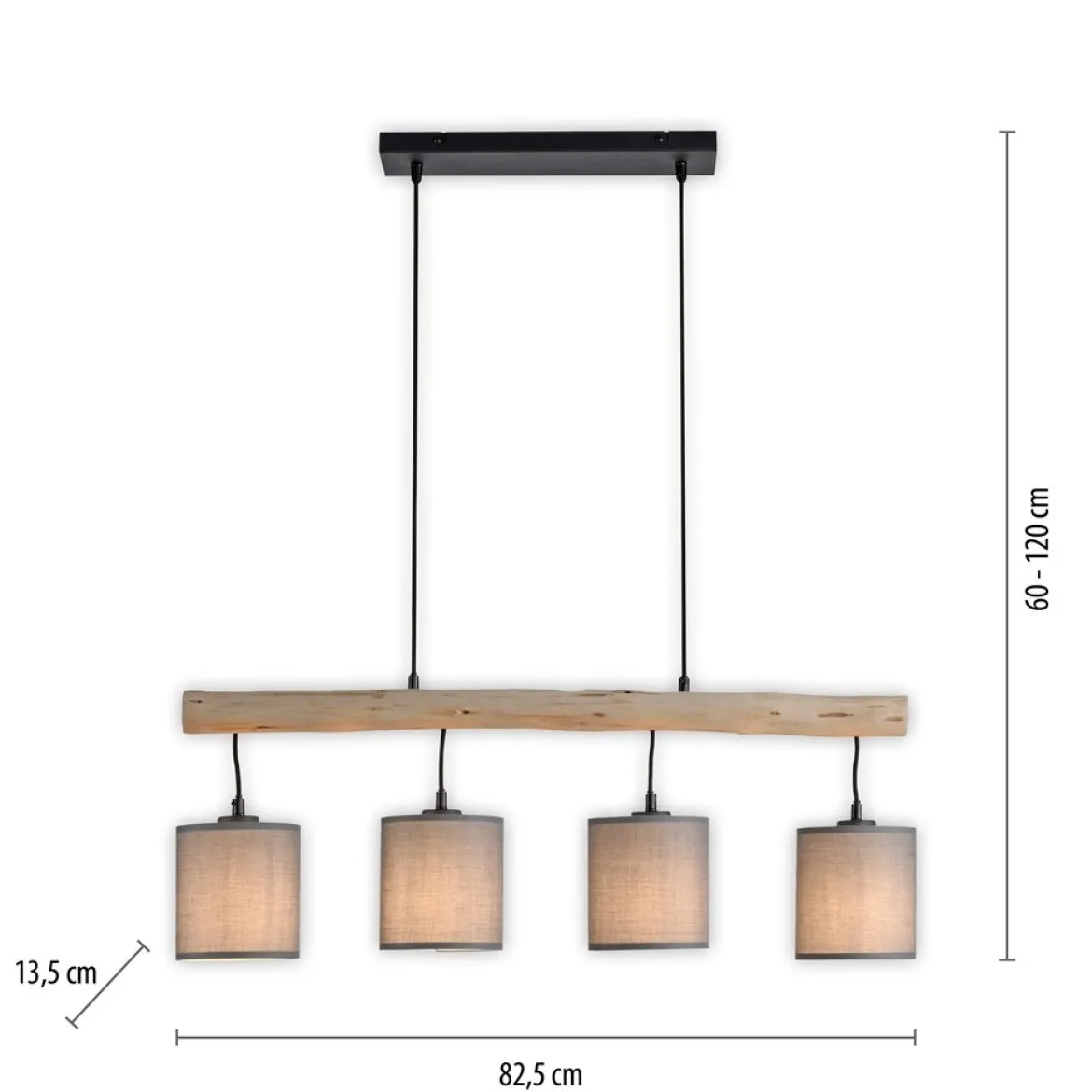 JUST LIGHT 15783-29 GREEN TRIBU Pendelleuchte taupe Stoffschirm 4-flammig
