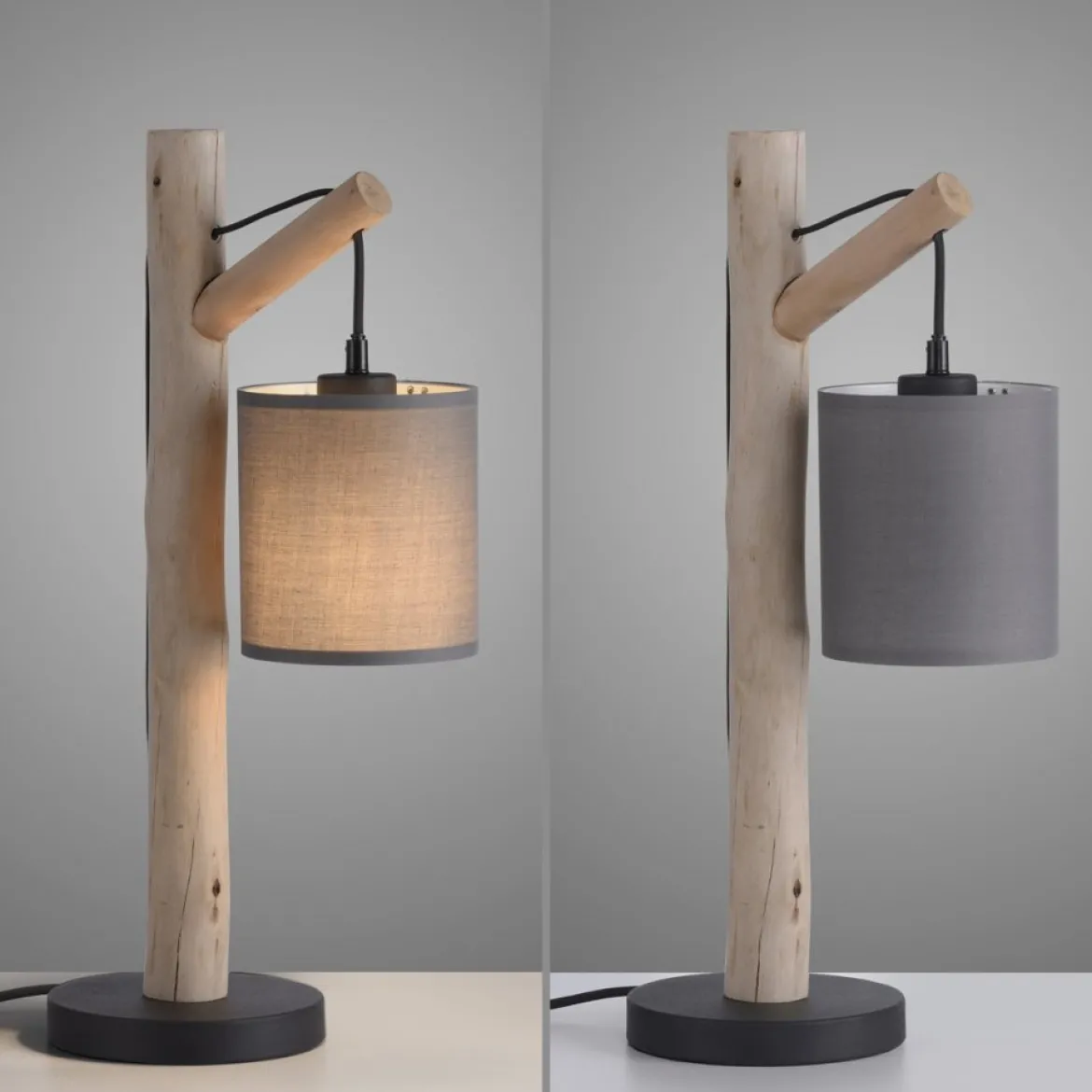 JUST LIGHT 15784-29 GREEN TRIBU Tischleuchte taupe Stoffschirm 1-flammig