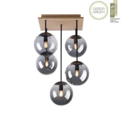JUST LIGHT 11395-79 Green Widow LED Deckenleuchte 5-flammig Holz rauchfarben