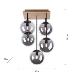 JUST LIGHT 11395-79 Green Widow LED Deckenleuchte 5-flammig Holz rauchfarben