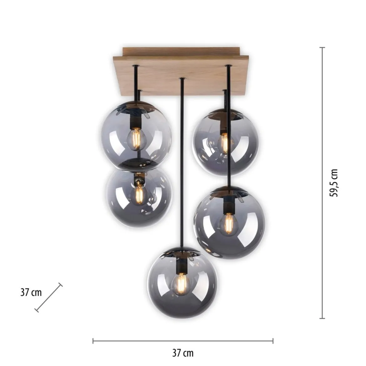 JUST LIGHT 11395-79 Green Widow LED Deckenleuchte 5-flammig Holz rauchfarben