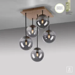 JUST LIGHT 11395-79 Green Widow LED Deckenleuchte 5-flammig Holz rauchfarben