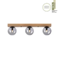 JUST LIGHT 11399-79  Green Widow LED Deckenleuchte 3 flammig Holz rauchfarben
