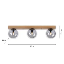 JUST LIGHT 11399-79  Green Widow LED Deckenleuchte 3 flammig Holz rauchfarben