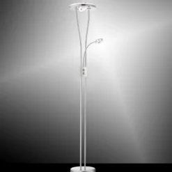 JUST LIGHT 11778-55 HELIA LED Stehleuchte rund mit Lesearm 3000K dimmbar stahlfarben