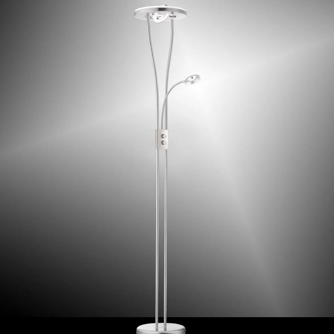 JUST LIGHT 11778-55 HELIA LED Stehleuchte rund mit Lesearm 3000K dimmbar stahlfarben