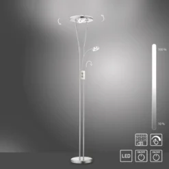 JUST LIGHT 11778-55 HELIA LED Stehleuchte rund mit Lesearm 3000K dimmbar stahlfarben