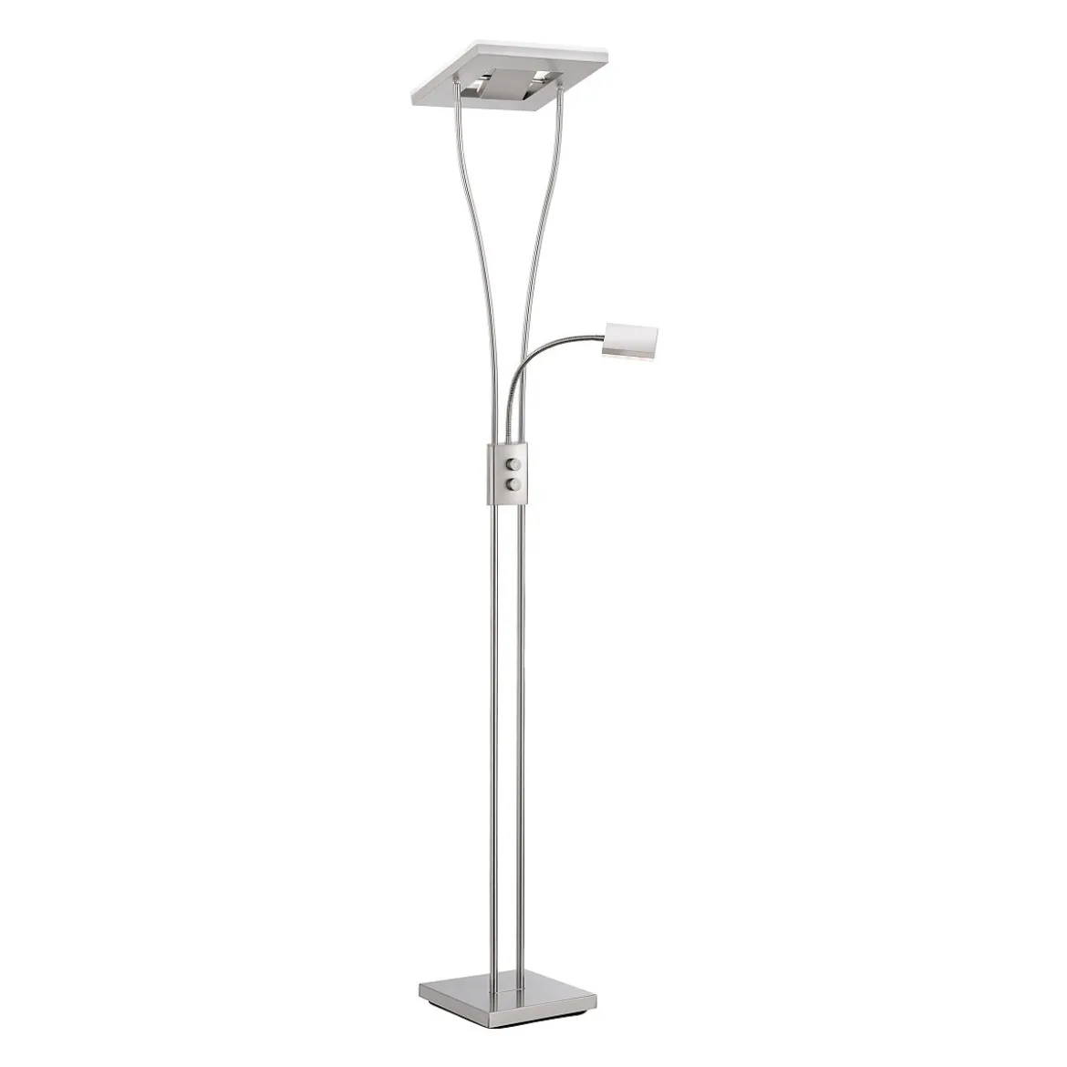 JUST LIGHT 11776-55 HELIA LED Stehleuchte eckig mit Lesearm 3000K dimmbar stahlarben