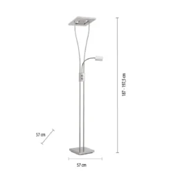 JUST LIGHT 11776-55 HELIA LED Stehleuchte eckig mit Lesearm 3000K dimmbar stahlarben