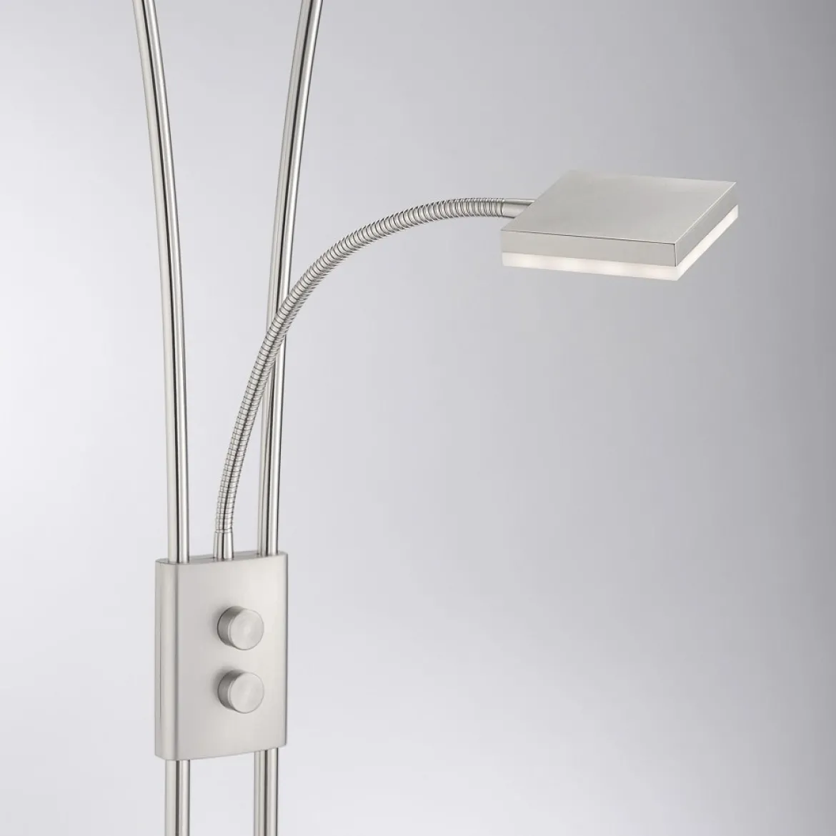 JUST LIGHT 11776-55 HELIA LED Stehleuchte eckig mit Lesearm 3000K dimmbar stahlarben