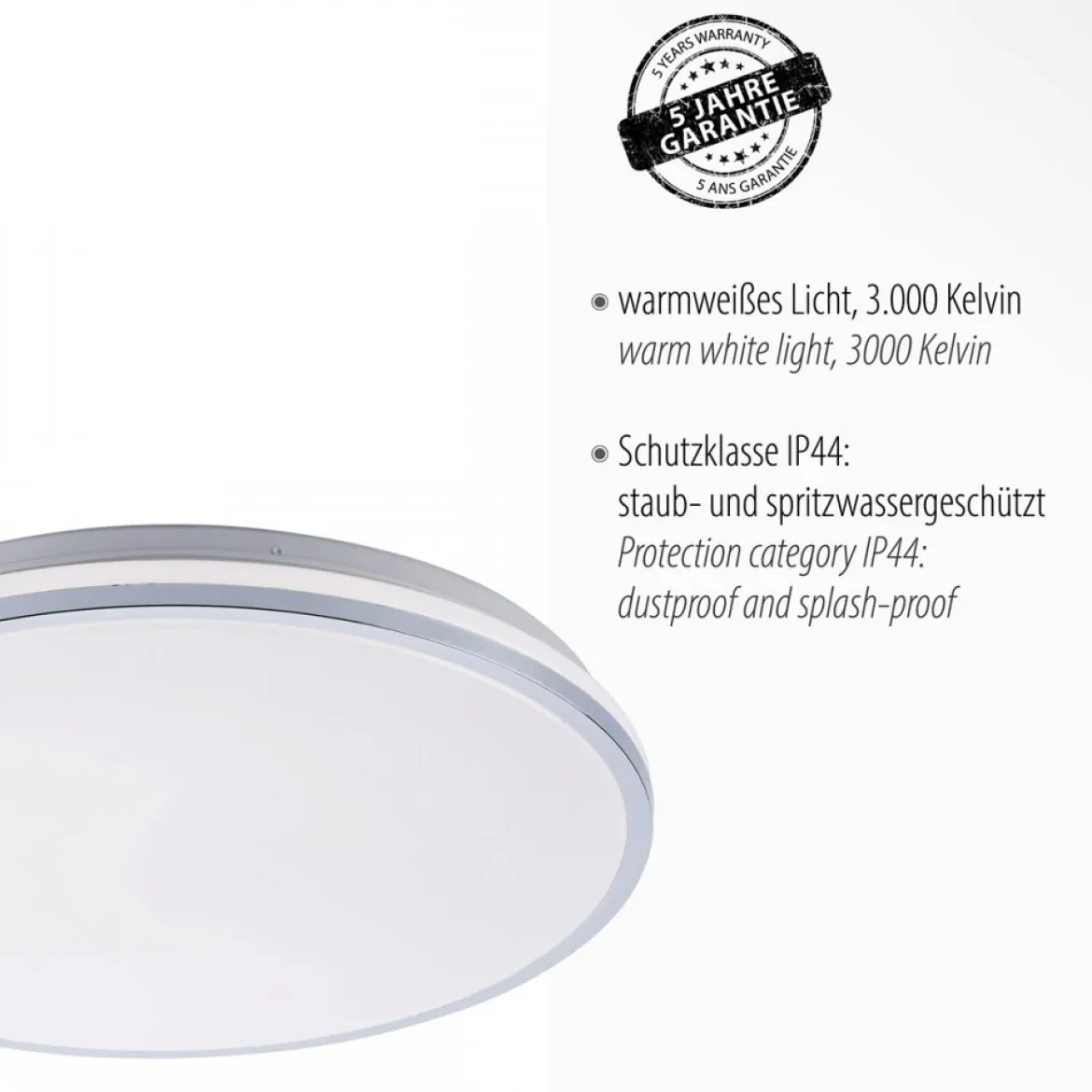 JUST LIGHT 14844-17 ISABELL LED Deckenleuchte chrom 3000K 49cm IP44