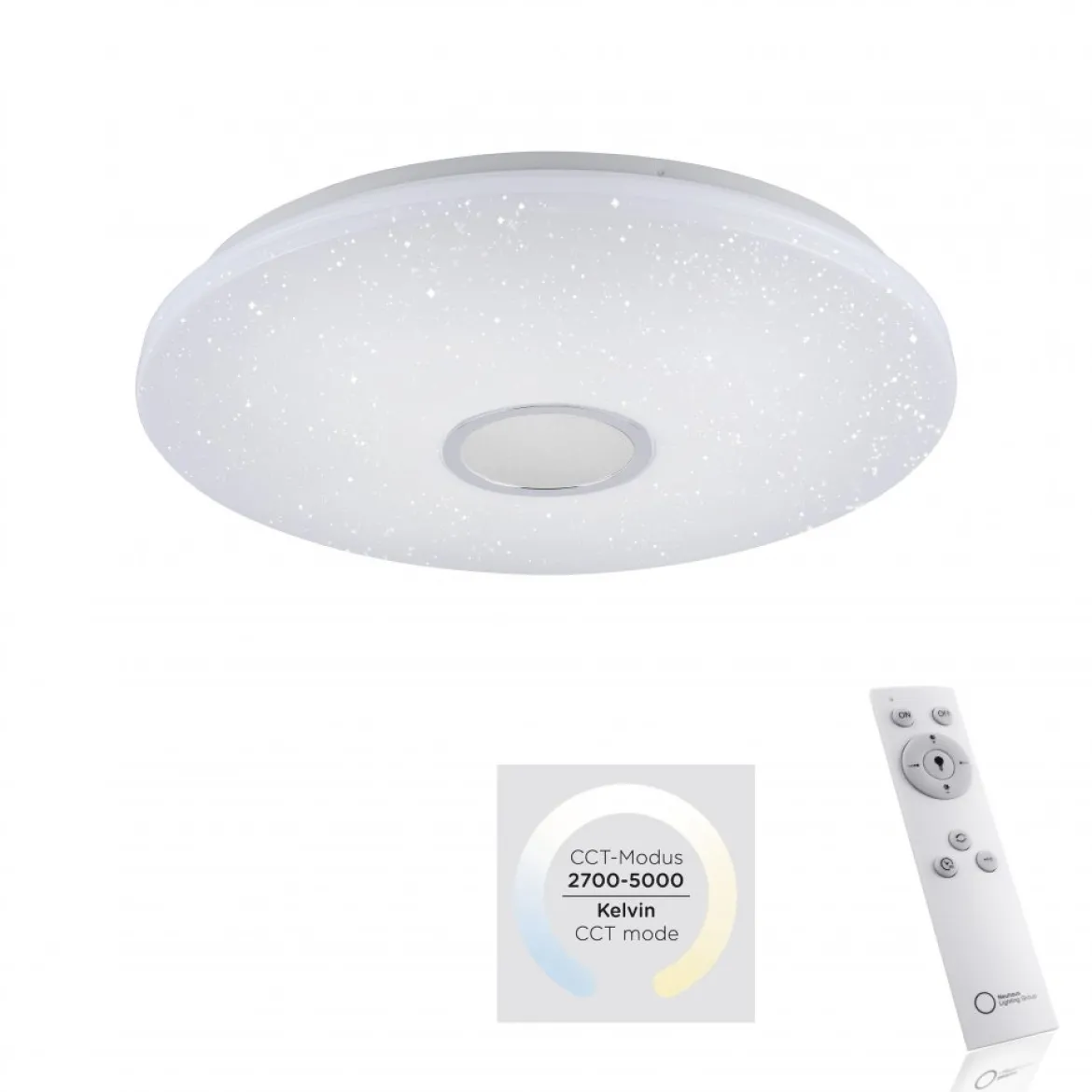 JUST LIGHT 14228-16 LED Deckenleuchte JONAS weiß rund 59cm Nachthimmel CCT