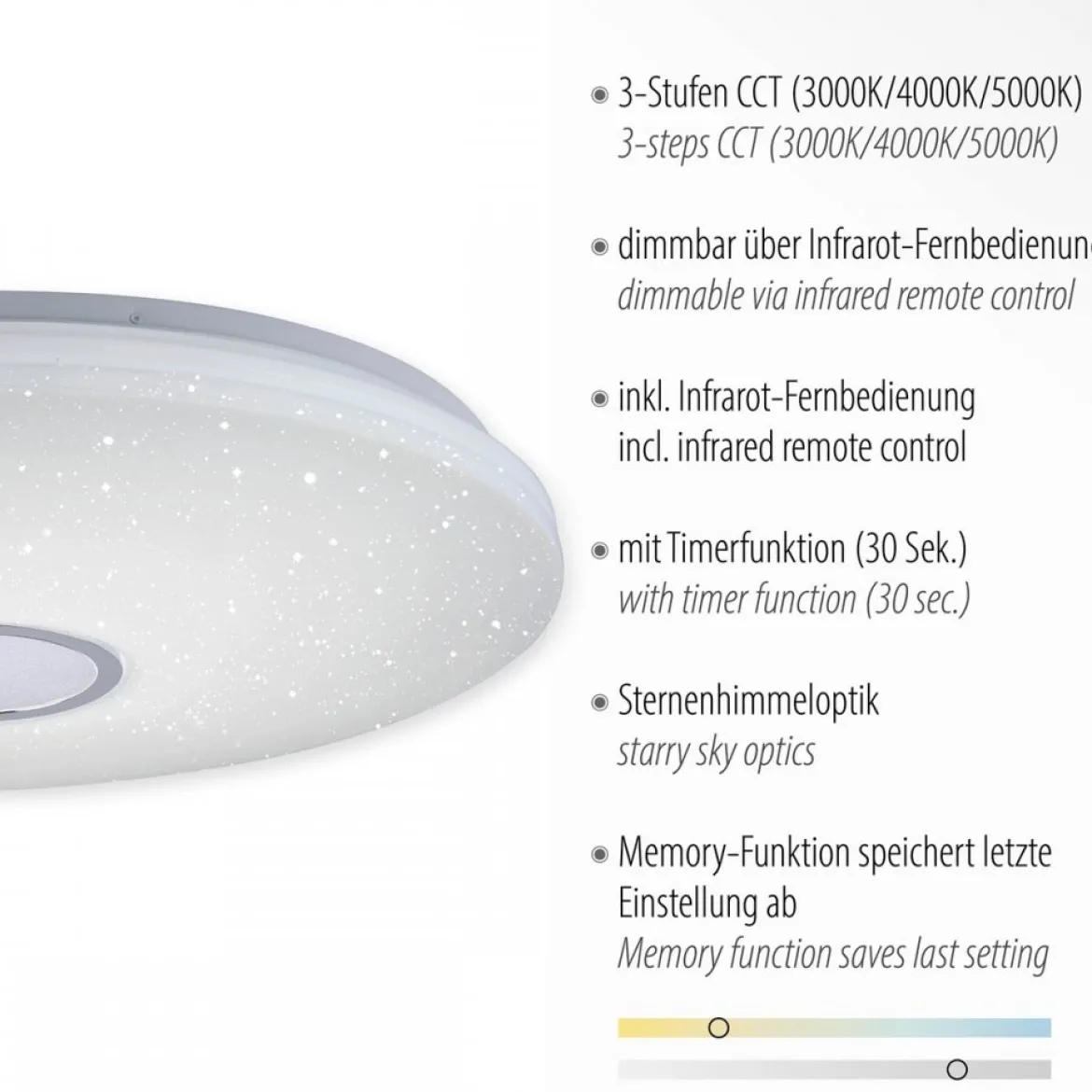 JUST LIGHT 14228-16 LED Deckenleuchte JONAS weiß rund 59cm Nachthimmel CCT