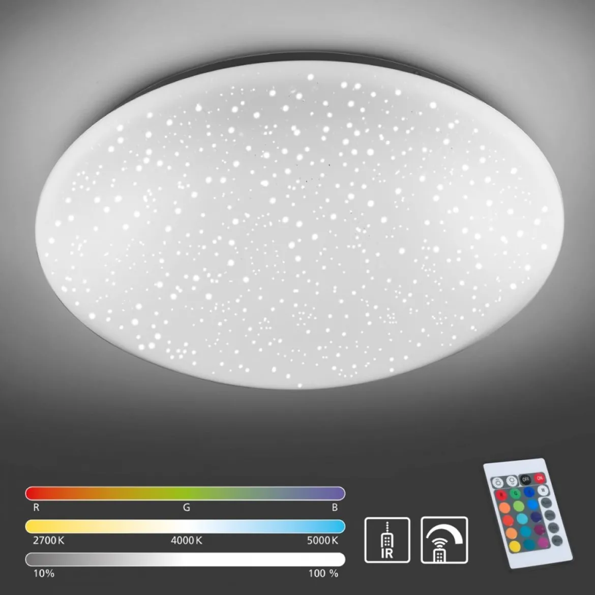 JUST LIGHT 14242-16 LED Deckenleuchte SKYLER weiß rund 39cm Sternenhimmel RGBW