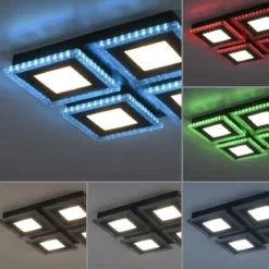 JUST LIGHT 14511-18 LED Deckenleuchte ACRI schwarz RGBW 44x44cm