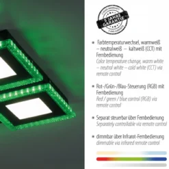 JUST LIGHT 14511-18 LED Deckenleuchte ACRI schwarz RGBW 44x44cm