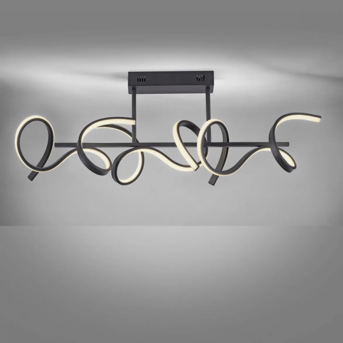 JUST LIGHT 19032-18 LED Deckenleuchte CURLS schwarz 3000K Simply Dim