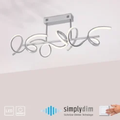 JUST LIGHT 19032-21 LED Deckenleuchte CURLS silberfarben 3000K Simply Dim