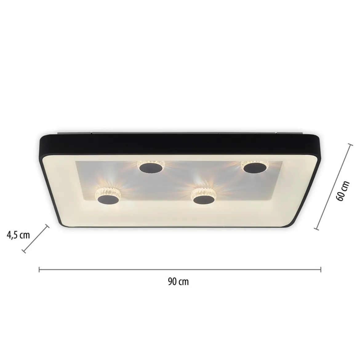 JUST LIGHT 14385-18 LED Deckenleuchte Vertigo Kristalleffekte rechteckig schwarz CCT