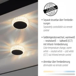 JUST LIGHT 14385-18 LED Deckenleuchte Vertigo Kristalleffekte rechteckig schwarz CCT