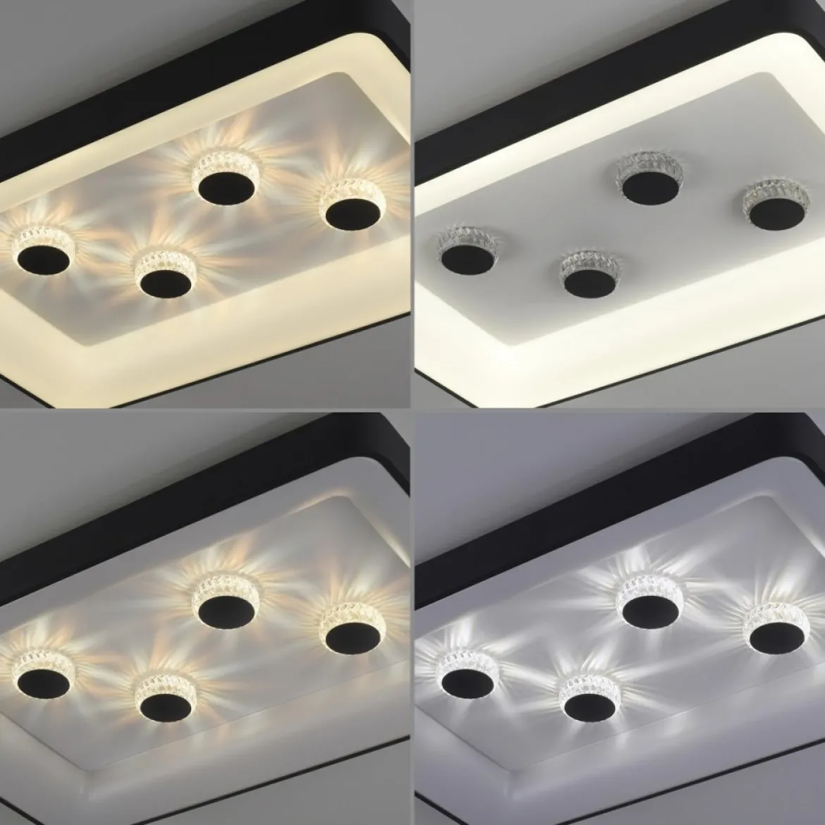JUST LIGHT 14385-18 LED Deckenleuchte Vertigo Kristalleffekte rechteckig schwarz CCT